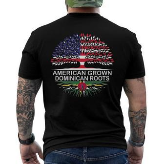 American Grown Dominican Roots Dominica Flag Men's Back Print T-shirt | Mazezy