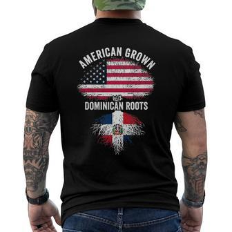 American Grown With Dominican Roots Usa Dominican Flag Men's Back Print T-shirt | Mazezy
