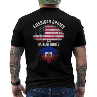 American Grown With Haitian Roots Usa Haiti Flag Men's Back Print T-shirt | Mazezy