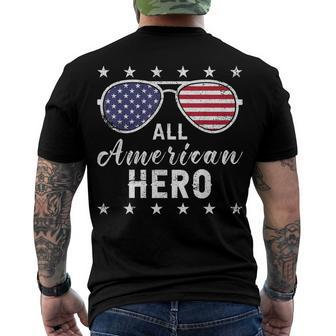 All American Hero Dad 4Th Of July Sunglasses Fathers Day Men's T-shirt Back Print - Seseable
