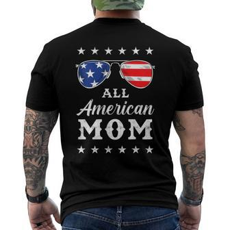 Womens All American Mom Us Flag Sunglasses 4Th Of July Men's Back Print T-shirt | Mazezy AU