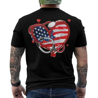 All American Nurse 4Th Of July Patriotic Usa Flag Nursing Men's T-shirt Back Print - Seseable