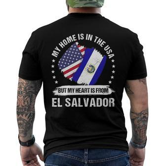 American Patriot El Salvador Flag American Salvadoran Roots Men's Back Print T-shirt | Mazezy