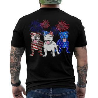 American Pitbull Dog Firework 4Th Of July Usa Flag Patriotic V2 Men's T-shirt Back Print - Seseable