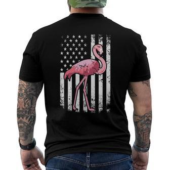 American Pride Patriotic Pink Bird Flamingo Men's Back Print T-shirt | Mazezy