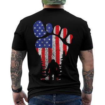 American Usa Flag Bigfoot Sasquatch Patriotic 4Th Of July Men's T-shirt Back Print - Seseable