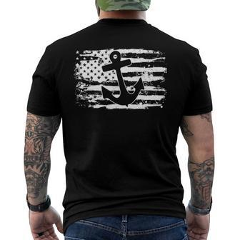 Anchor American Flag Boat Captain Men's Back Print T-shirt | Mazezy