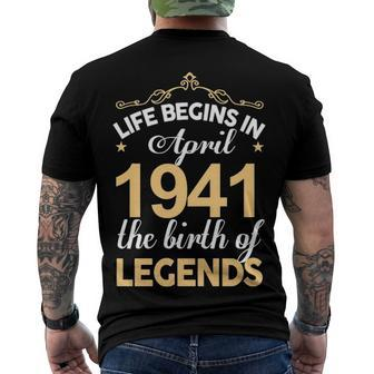April 1941 Birthday Life Begins In April 1941 V2 Men's T-Shirt Back Print - Seseable