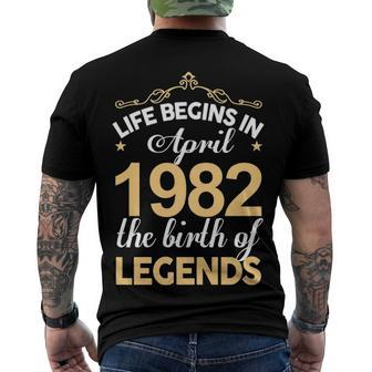 April 1982 Birthday Life Begins In April 1982 V2 Men's T-Shirt Back Print - Seseable