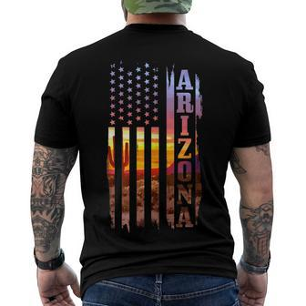 Arizona American Flag Pride Landscape Cactus Patriotic V2 Men's T-shirt Back Print - Seseable