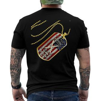 Army 10Th Mountain Division American Flag Dog Tag Men's Back Print T-shirt | Mazezy
