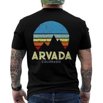 Arvada Colorado Mountains Vintage Retro Men's Back Print T-shirt | Mazezy