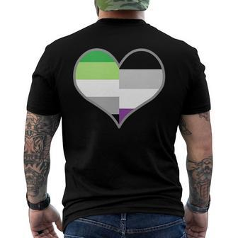 Asexual Aromantic Pride Flag Heart Nonsexual Equality Month Men's Back Print T-shirt | Mazezy