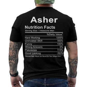 Asher Name Asher Nutrition Facts Men's T-Shirt Back Print - Seseable