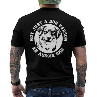 Aussie Dad Australian Shepherd Dog Dad Fathers Day Men's Back Print T-shirt | Mazezy