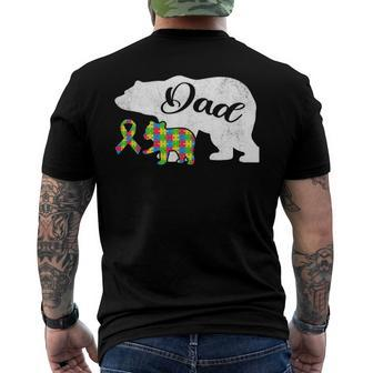 Mens Autism Bear Dad S Autism Awareness Ribbon Daddy Men's Back Print T-shirt | Mazezy