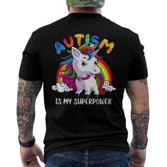 Autism Is My Superpower Unicorn Men's Back Print T-shirt | Mazezy