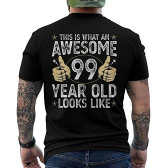 This Is What An Awesome 99 Years Old Looks Like 99Th Birthday Zip Men's Back Print T-shirt | Mazezy
