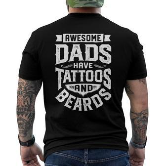 Awesome Dads Have Tattoos And Beards Fathers Day Men's Back Print T-shirt | Mazezy