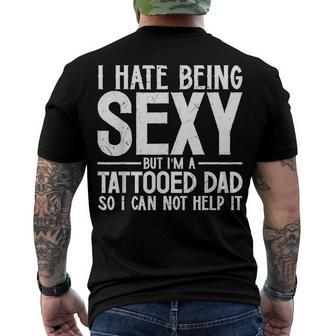 Mens Awesome Dads Have Tattoos And Beards Fathers Day V2 Men's T-shirt Back Print - Seseable
