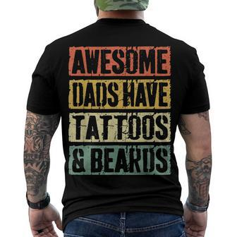 Mens Awesome Dads Have Tattoos And Beards Fathers Day V3 Men's T-shirt Back Print - Seseable