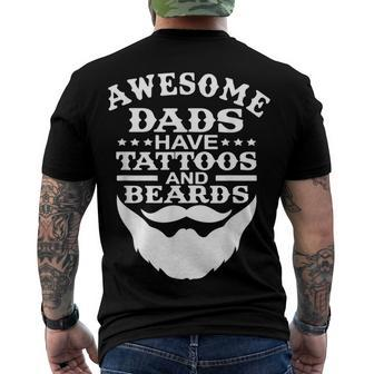 Mens Awesome Dads Have Tattoos And Beards Fathers Day V3 Men's T-shirt Back Print - Seseable