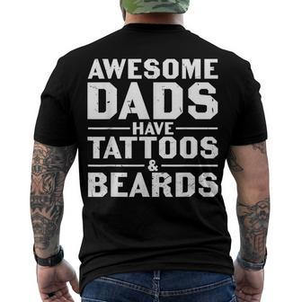 Mens Awesome Dads Have Tattoos And Beards Fathers Day V4 Men's T-shirt Back Print - Seseable