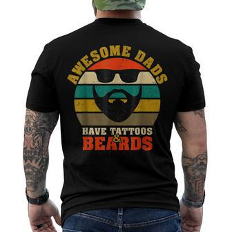 Awesome Dads Have Tattoos And Beards Vintage Fathers Day V3 Men's T-shirt Back Print - Seseable