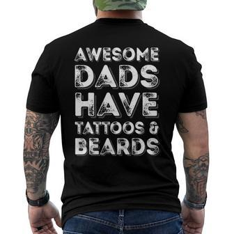 Awesome Dads Have Tattoos And Beardsfathers Day Men's Back Print T-shirt | Mazezy
