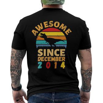 Awesome Since December 2014 Vintage 7Th Birthday Dinosaur Men's Back Print T-shirt | Mazezy
