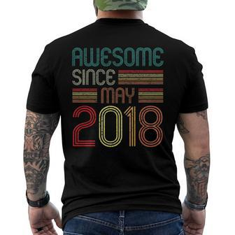 Awesome Since May 2018 4Th Birthday 4 Years Old Vintage Men's Crewneck Short Sleeve Back Print T-shirt | Mazezy