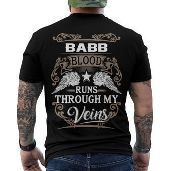 Babb Name Babb Blood Runs Throuh My Veins Men's T-Shirt Back Print - Seseable