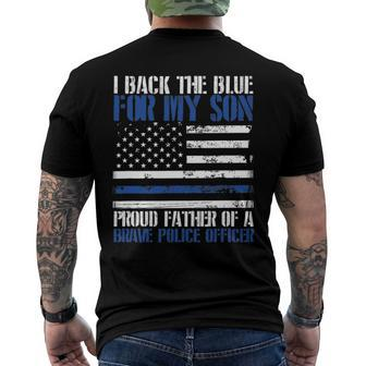 I Back The Blue For My Son Proud Father Of A Police Officer Men's Back Print T-shirt | Mazezy