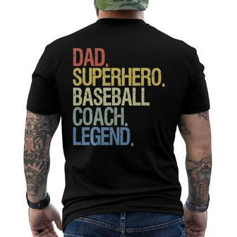 Baseball Coach Dad Superhero Legend Men's Back Print T-shirt | Mazezy