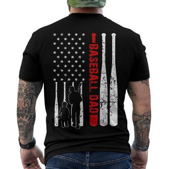 Mens Baseball Dad - Dad And Son - American Flag 4Th Of July Men's T-shirt Back Print - Seseable