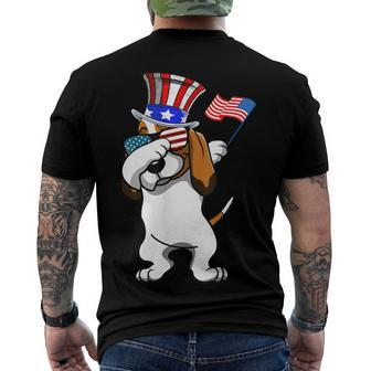 Basset Hound Dabbing Dog Dad 4Th Of July Men's T-shirt Back Print - Seseable