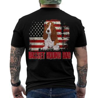 Basset Hound Dad American Flag 4Th Of July Dog Lovers Men's T-shirt Back Print - Seseable