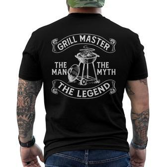 Bbq Smoker Grill Master The Man The Myth Legend Men's Back Print T-shirt | Mazezy