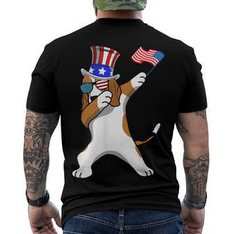 Beagle Dabbing Dog Dad 4Th Of July Men's T-shirt Back Print - Seseable