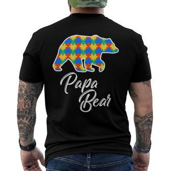 Bear Autism Puzzle Awareness Papa Bear Men's Back Print T-shirt | Mazezy