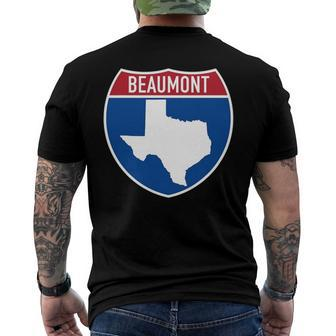 Beaumont Texas Tx Interstate Highway Vacation Souvenir Men's Back Print T-shirt | Mazezy