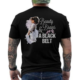 Beauty Brains And A Black Belt Martial Arts Karate Judo Thai Men's Back Print T-shirt | Mazezy
