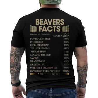 Beavers Name Beavers Facts Men's T-Shirt Back Print - Seseable