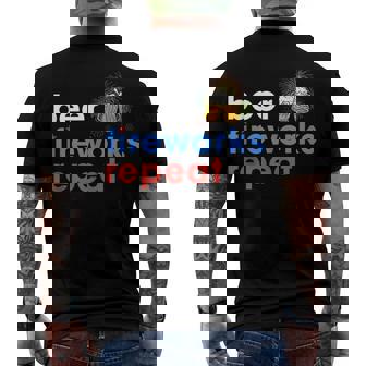 Beer Fireworks Repeat 4Th Of July Beer Lovers Men's T-shirt Back Print | Seseable CA