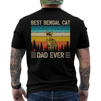 Bengal Cat Vintage Best Bengal Cat Dad Ever Fathers Day Men's Back Print T-shirt | Mazezy CA