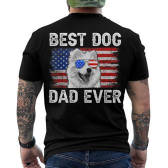 Mens Best American Eskimo Dad Ever American Flag 4Th Of July Men's T-shirt Back Print - Seseable