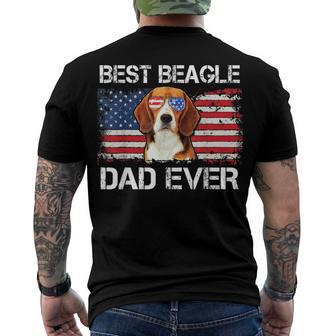 Mens Best Beagle Dad Ever American Flag Fathers Day 4Th Of July Men's T-shirt Back Print - Seseable