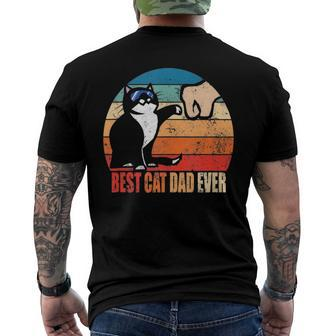 Best Cat Dad Ever Paw Fist Bump Fathers Day Tee Men's Back Print T-shirt | Mazezy CA