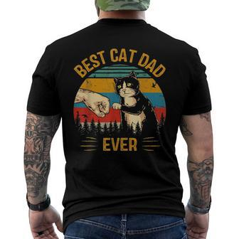 Best Cat Dad Ever Paw Fist Bump Fit Vintage Retro Daddy Men's Back Print T-shirt | Mazezy AU