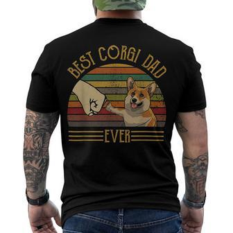 Best Corgi Dad Ever Retro Vintage Sunset Men's Crewneck Short Sleeve Back Print T-shirt - Monsterry